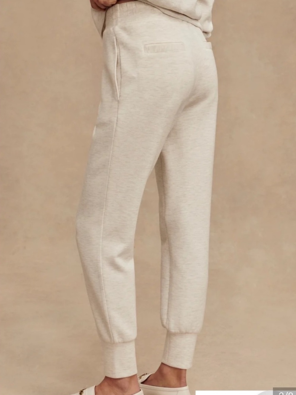 Varley DoubleSoft The Slim Cuff Pants Ivory Marl Small